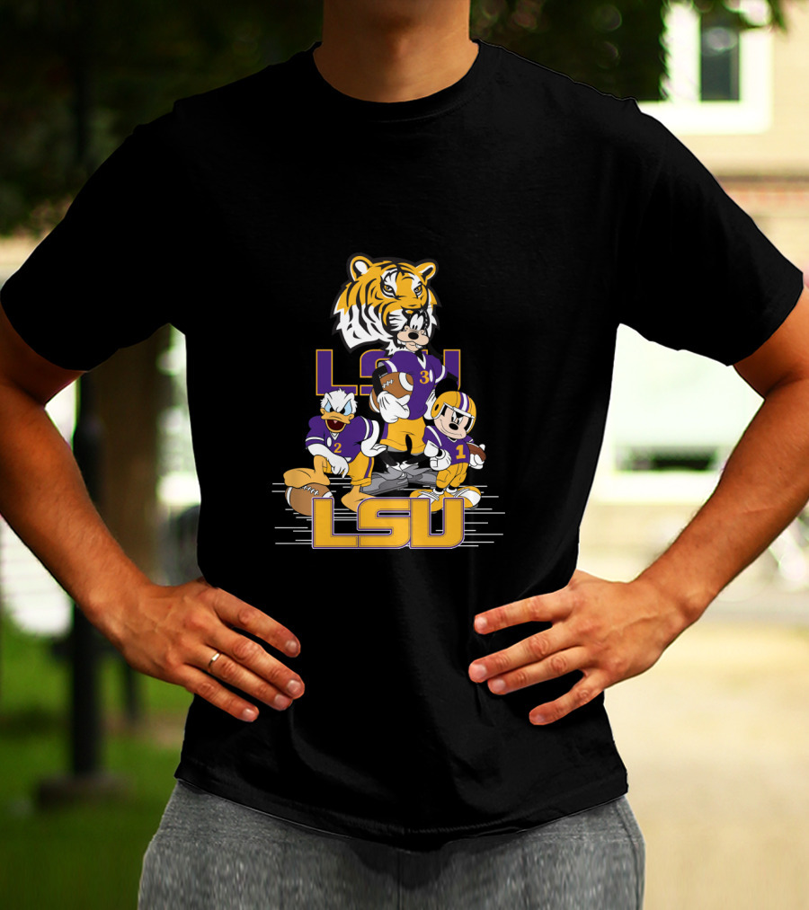 Lsu Tigers Mickey Donald Goofy Football Team Cartoon Characters T-Shirt