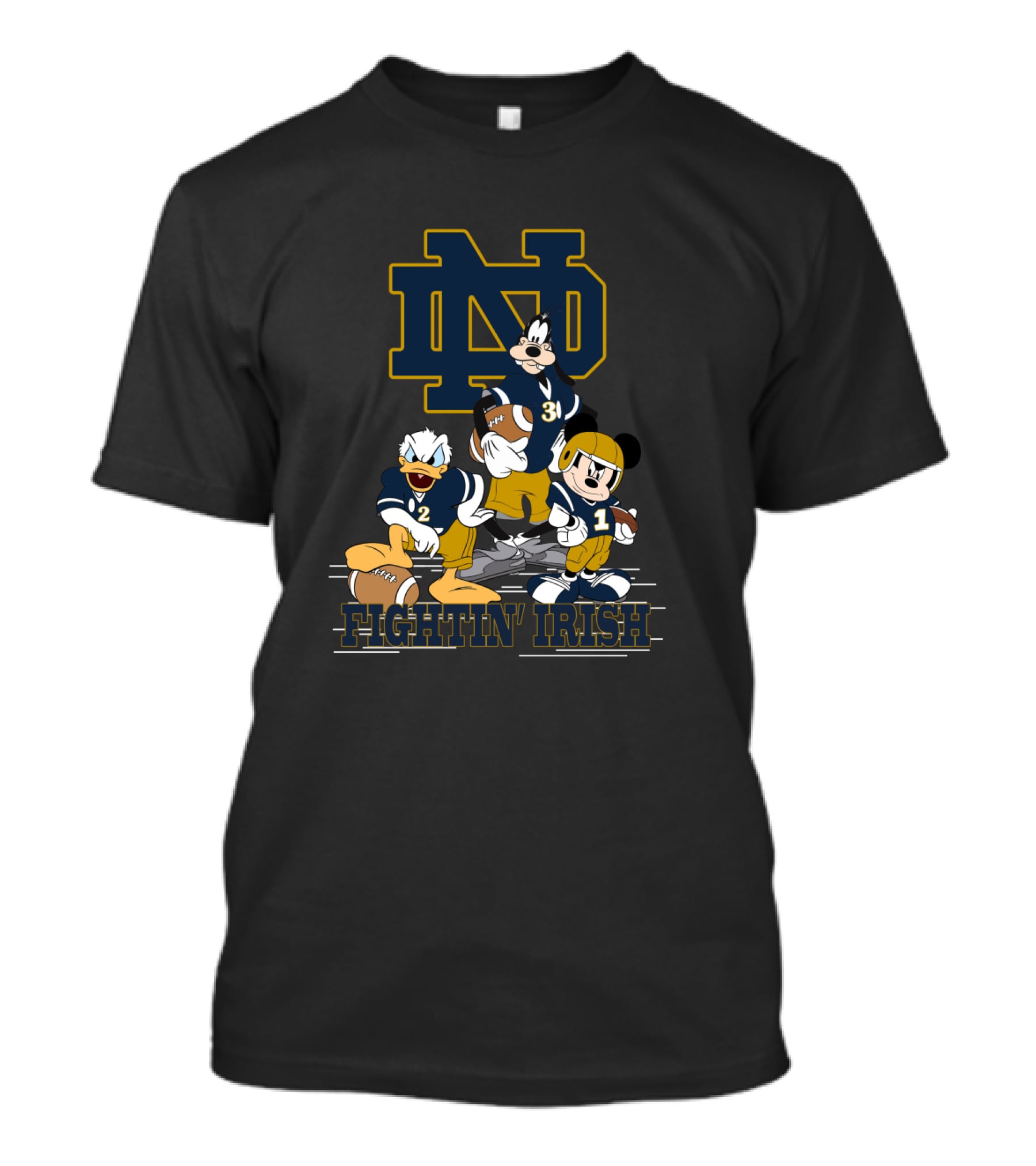Nd Fighting Irish Mickey Donald Goofy Football Team T-Shirt