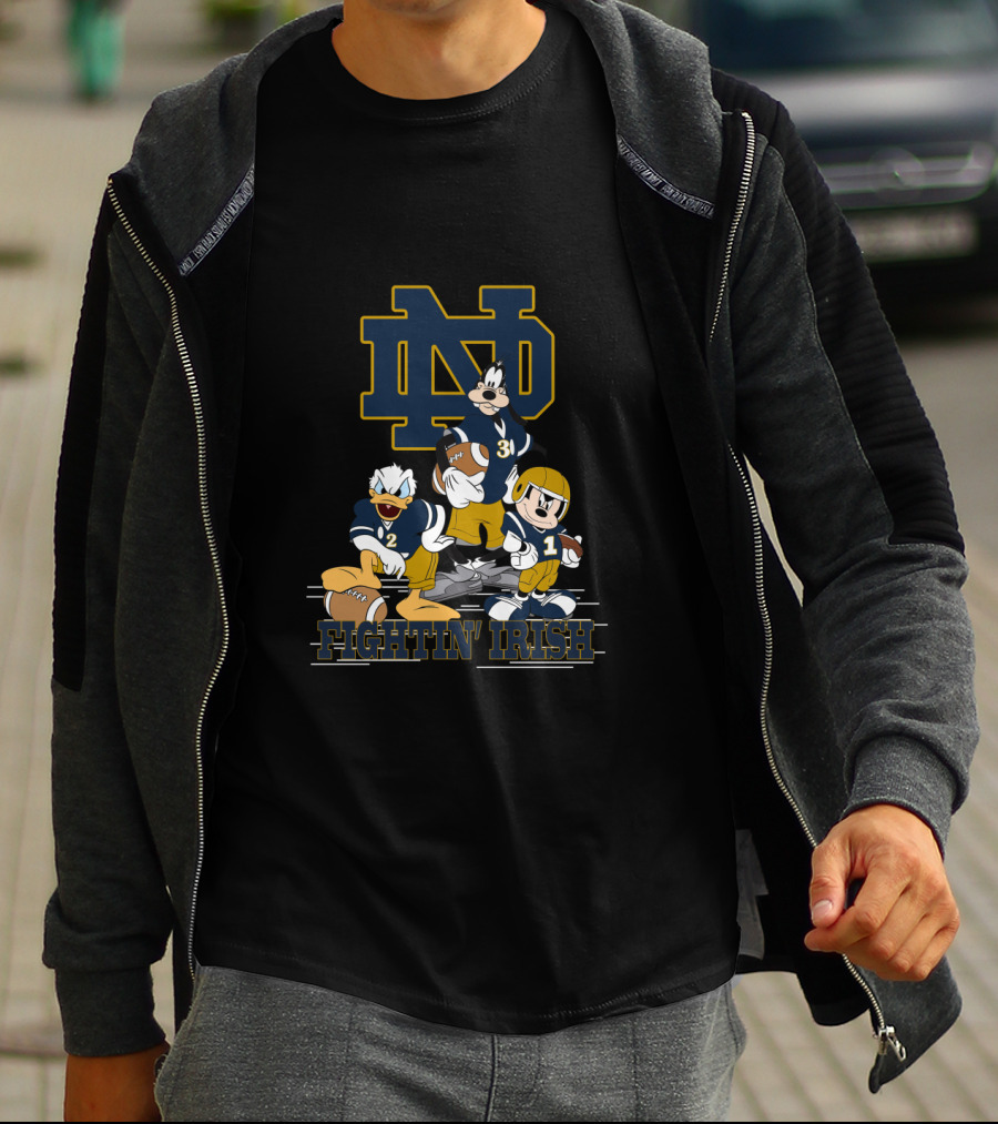 Nd Fighting Irish Mickey Donald Goofy Football Team T-Shirt