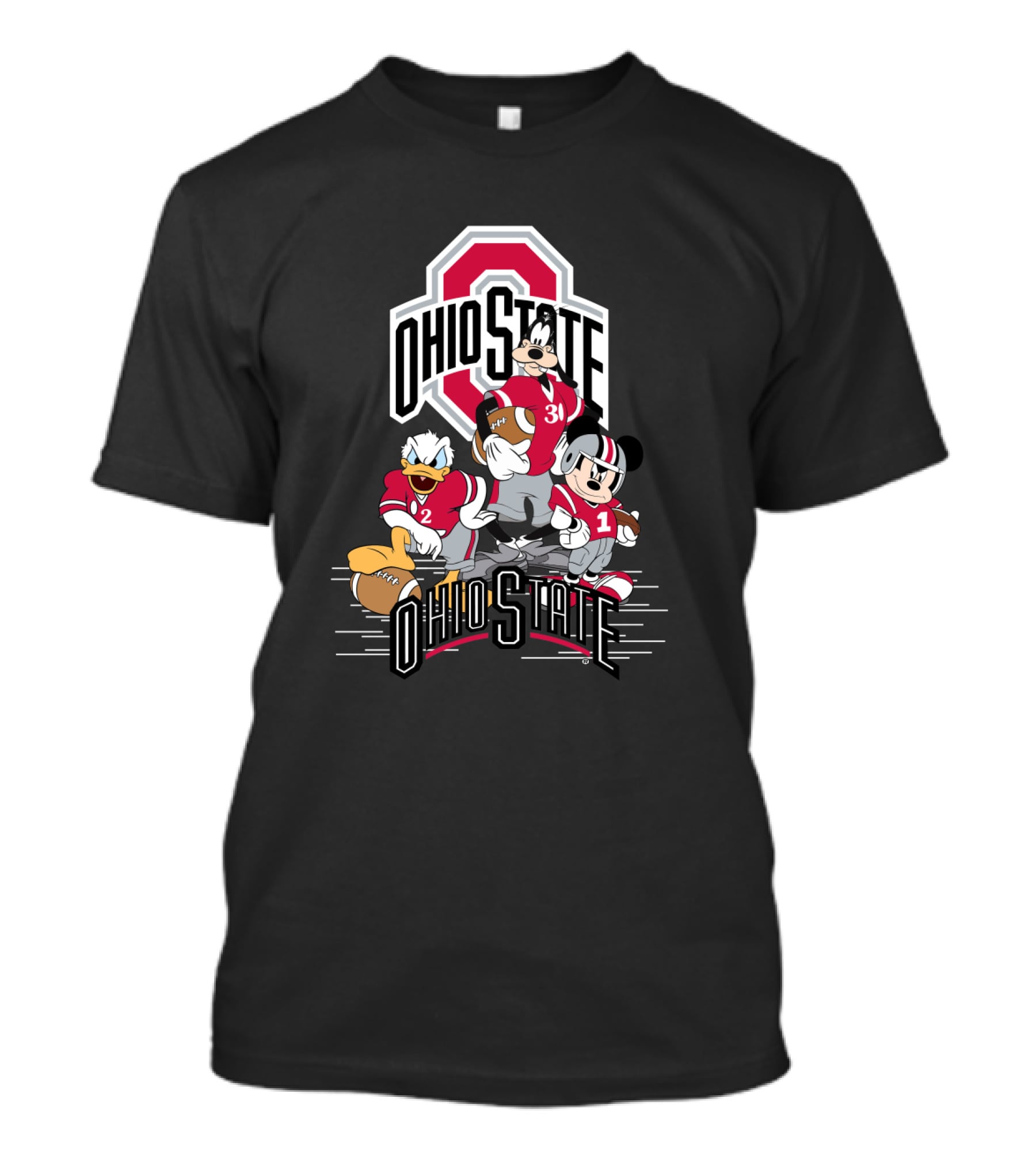 Ohio State Mickey Donald Goofy Football T-Shirt