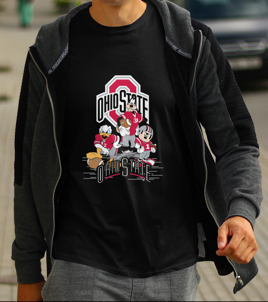 Ohio State Mickey Donald Goofy Football T-Shirt