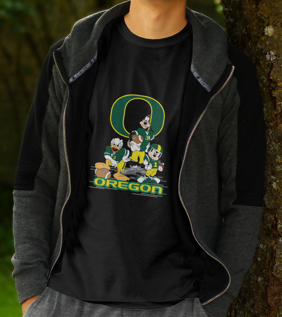 Chtnca10025 Oregon Football Donald Duck Goofy Mickey Mouse T-Shirt