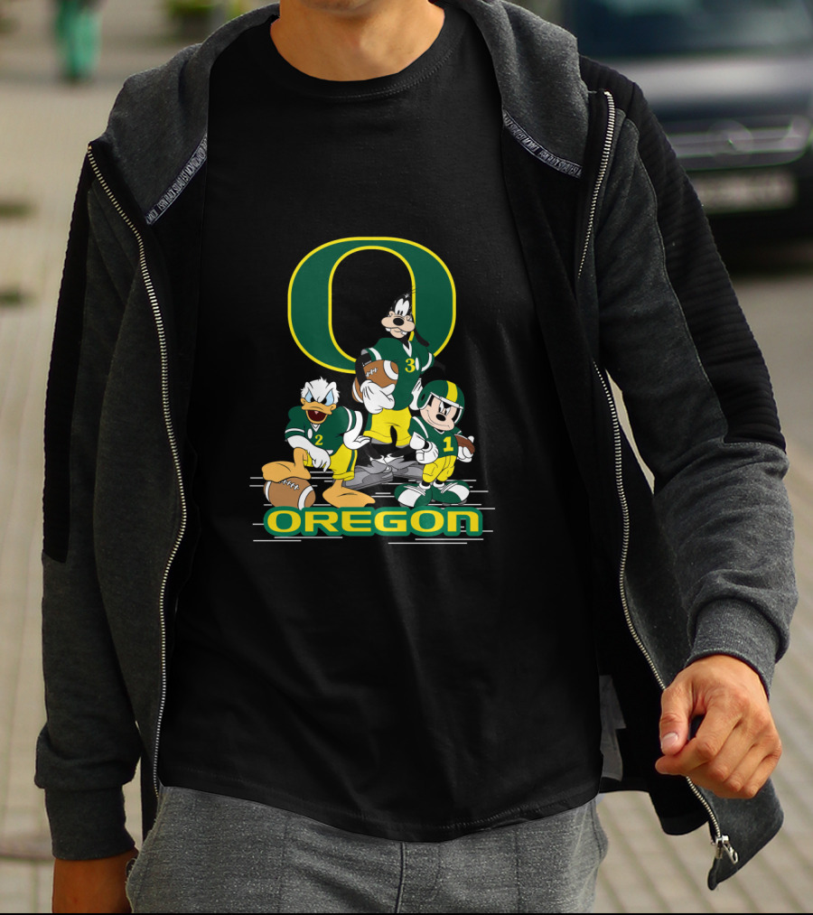 Chtnca10025 Oregon Football Donald Duck Goofy Mickey Mouse T-Shirt