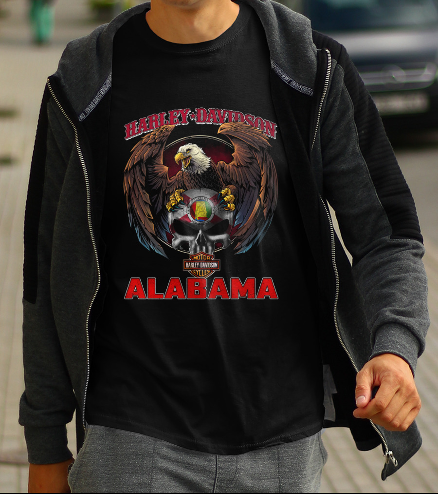 Harley Davidson Alabama Eagle Skull Cycle T-Shirt