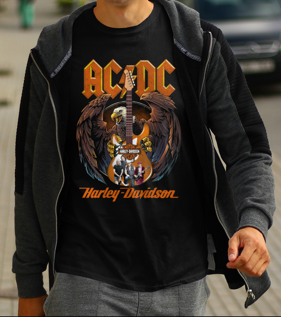Ac Dc Harley Davidson Motorcycles Eagle Guitar Band Members T-Shirt