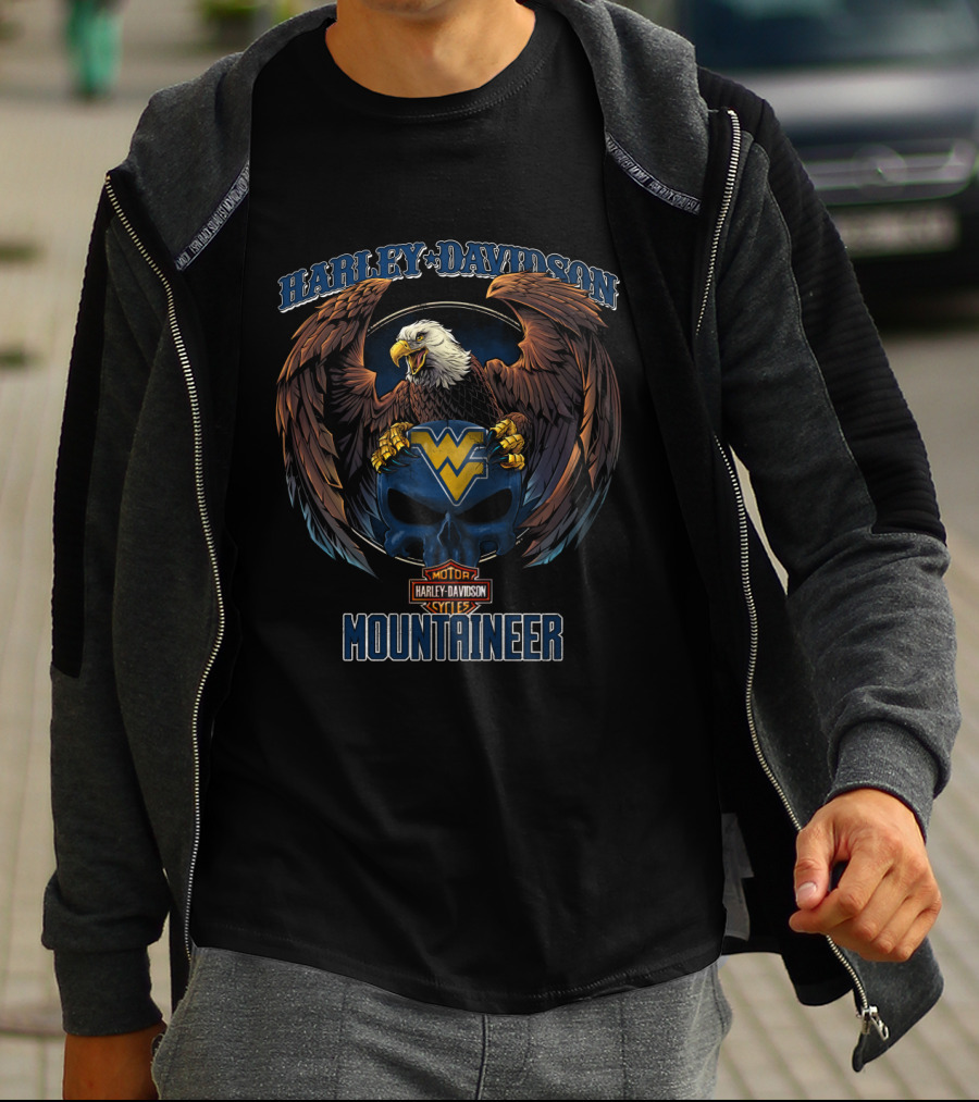 Harley Davidson Motorcycles Mountaineer West Virginia Mountaineers Eagle T-Shirt