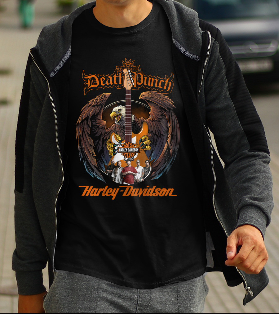 Death Punch Harley Davidson Motor Cycles Eagle Band Members T-Shirt