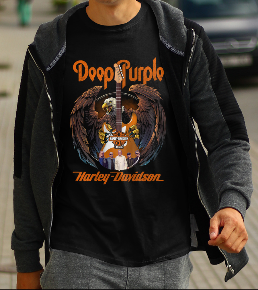 Deep Purple Harley Davidson Eagle Guitar Band Members T-Shirt