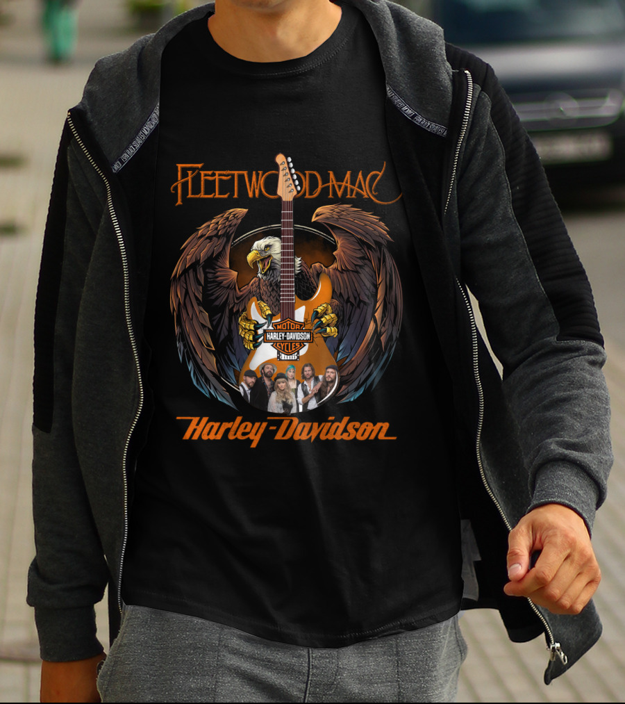 Fleetwood Mac Harley Davidson Live Styles Eagle Guitar T-Shirt