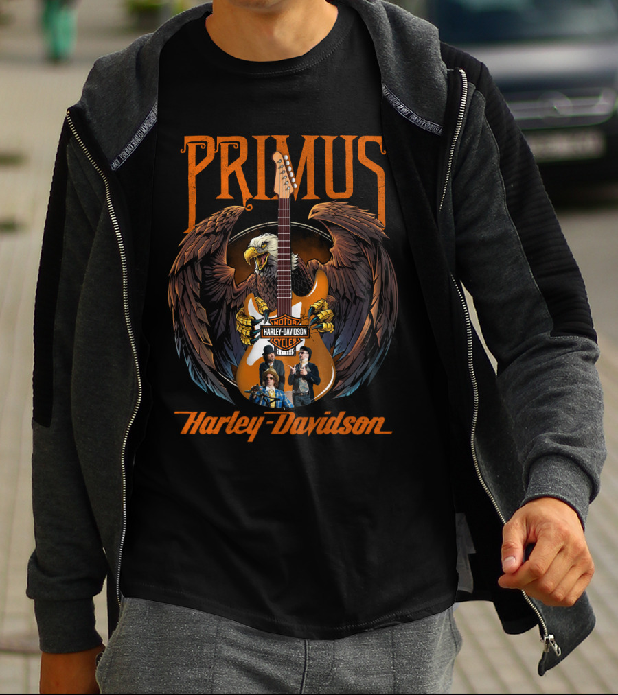 Primus Harley Davidson Motorcycles Eagles Guitar T-Shirt