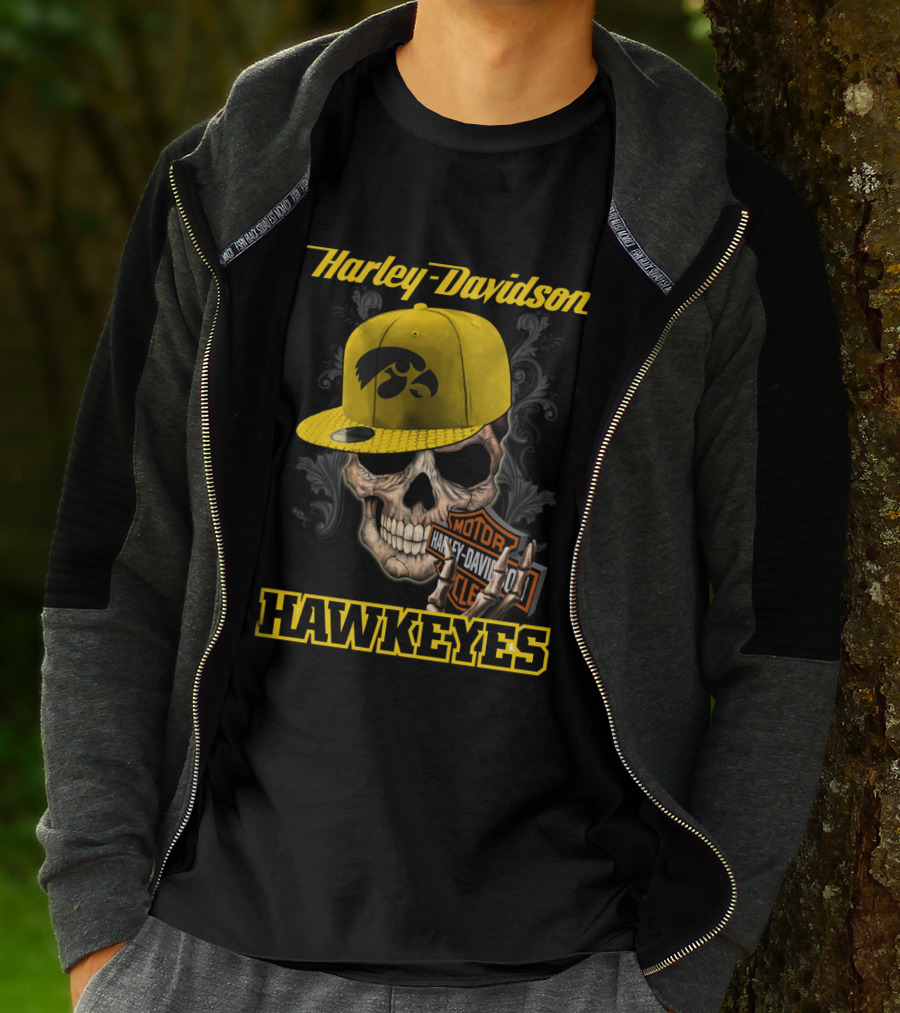 Harley Davidson Skull Iowa Hawkeyes T-Shirt
