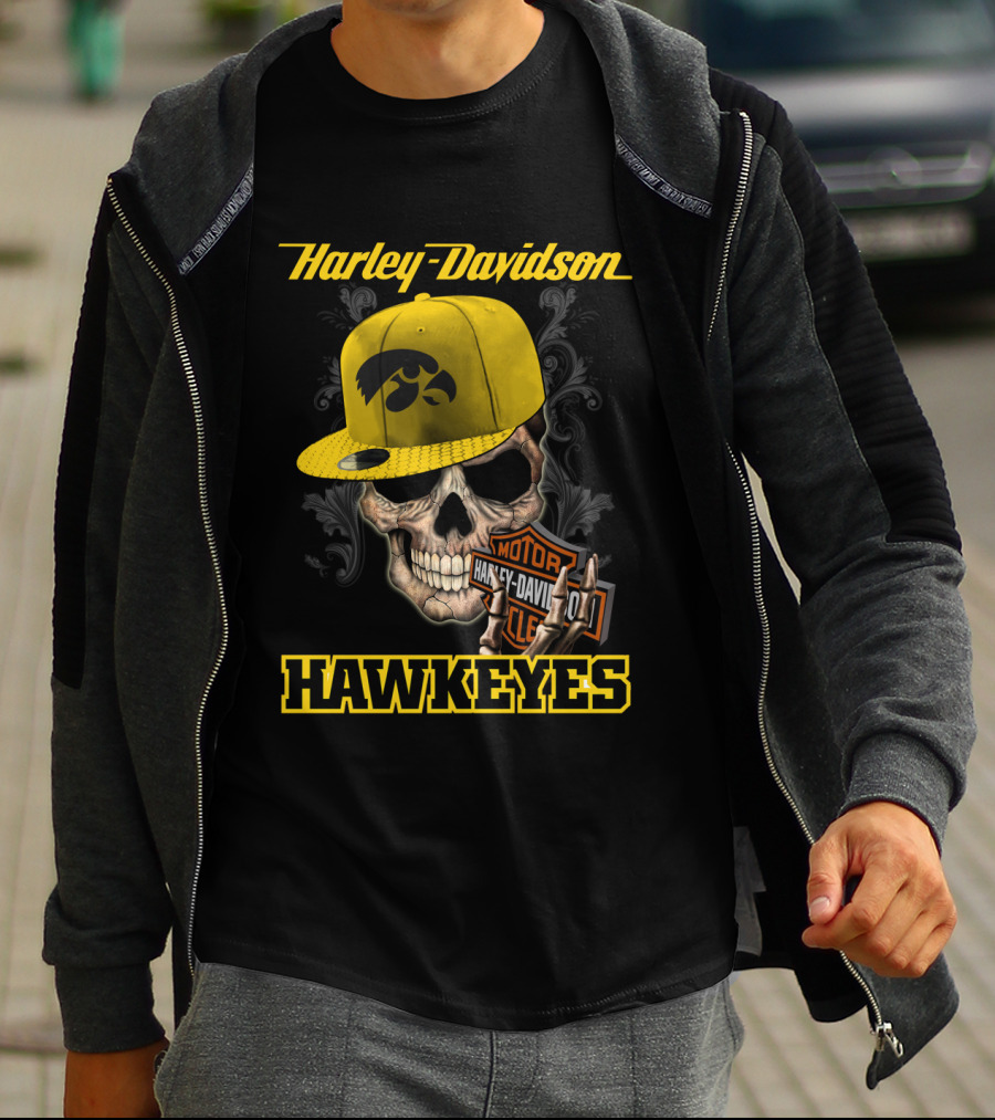 Harley Davidson Skull Iowa Hawkeyes T-Shirt