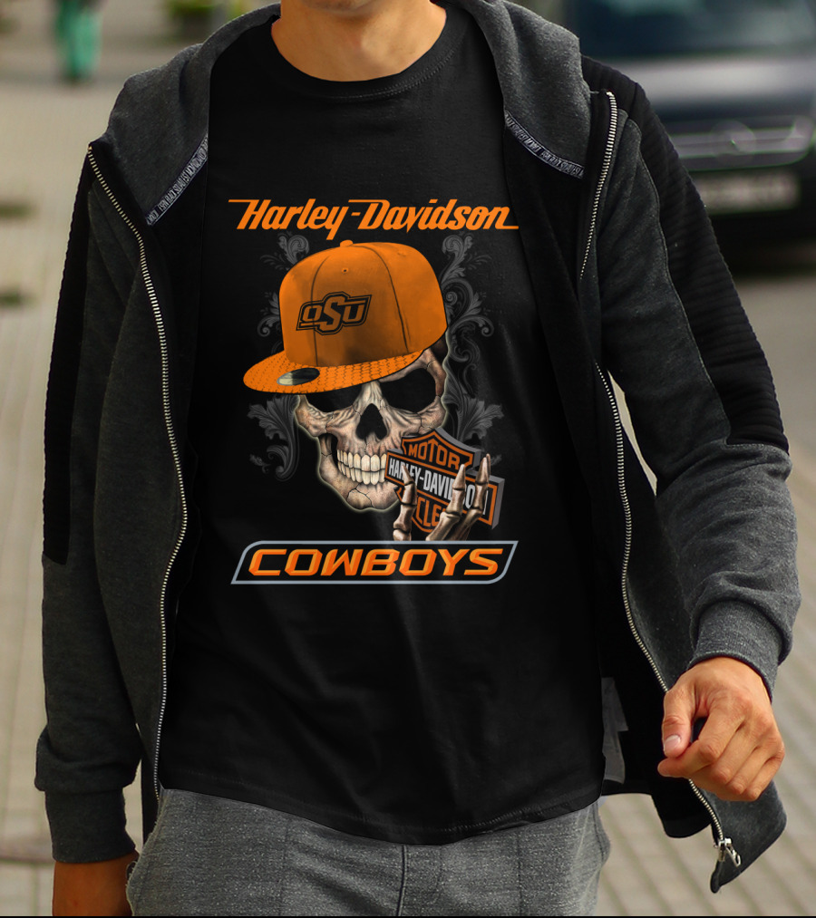 Harley Davidson Osu Cowboys Skull T-Shirt