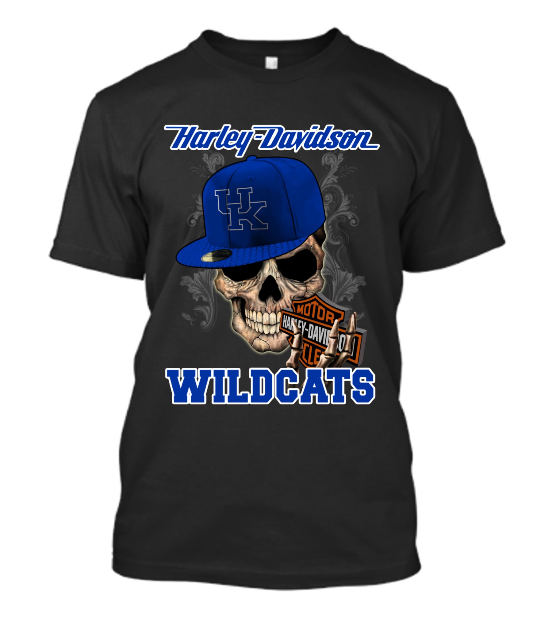 Harley Davidson Kentucky Wildcats Skull With Cap T-Shirt