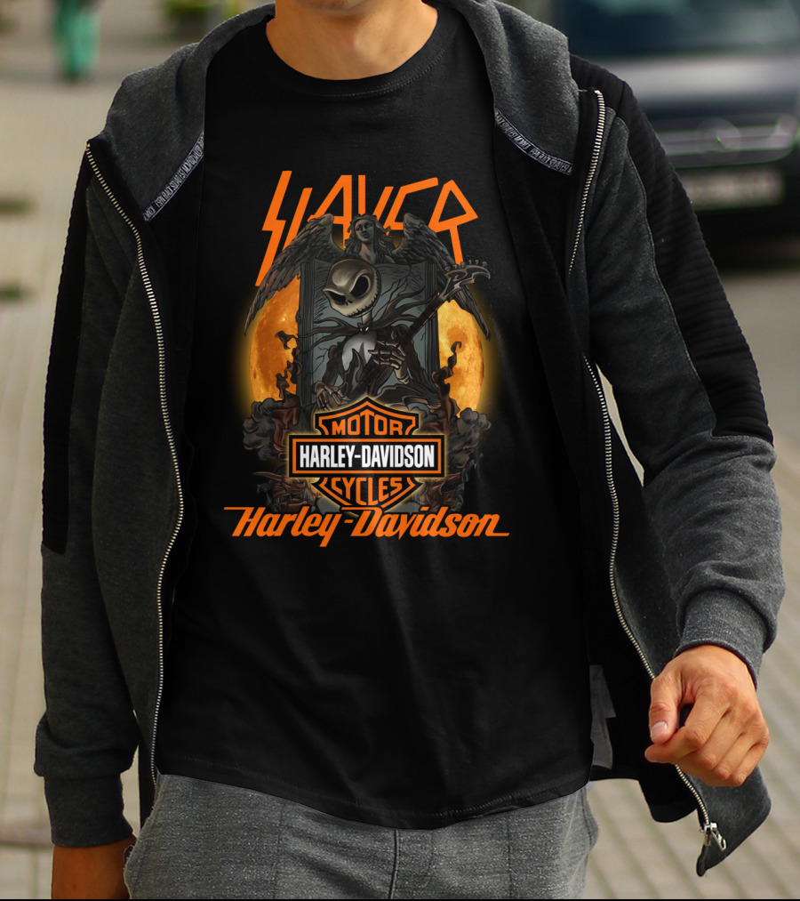 Slayer Harley Davidson Motor Cycles Halloween Crossover T-Shirt