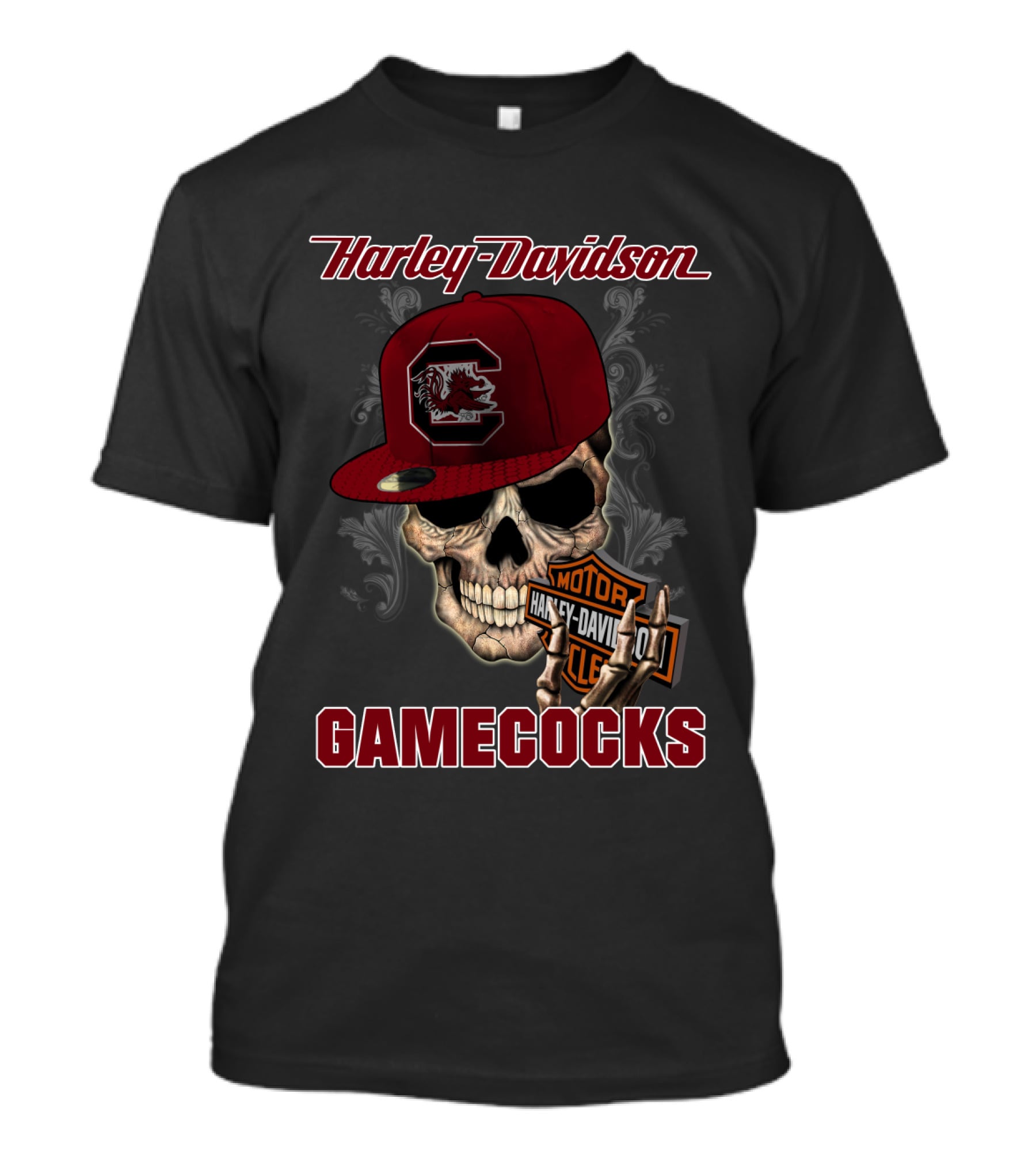 Harley Davidson Skull Logo South Carolina Gamecocks T-Shirt