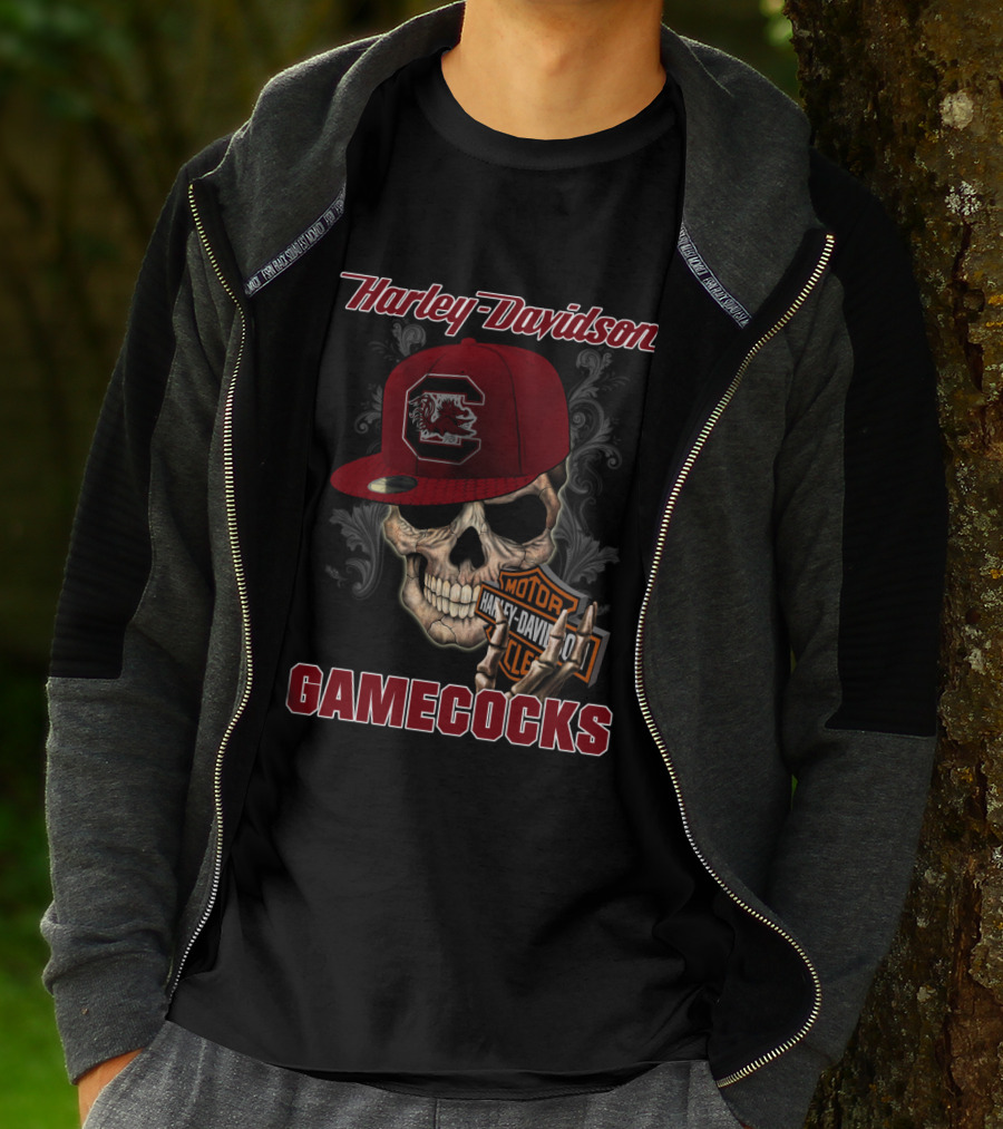 Harley Davidson Skull Logo South Carolina Gamecocks T-Shirt