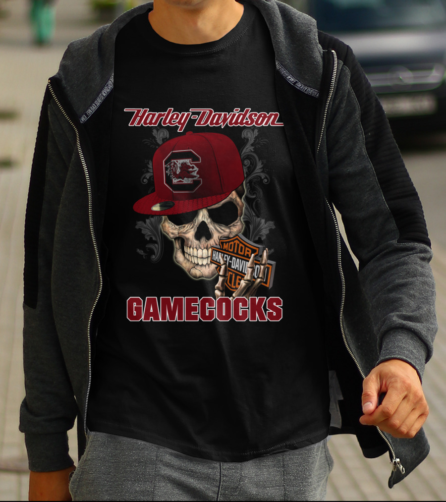 Harley Davidson Skull Logo South Carolina Gamecocks T-Shirt