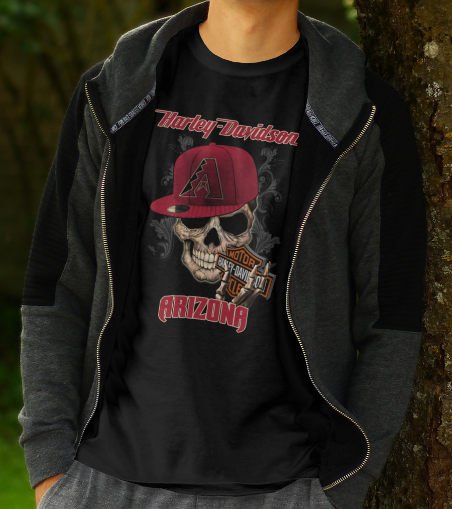 Harley Davidson Arizona Skull Cap Arizona Diamondbacks T-Shirt