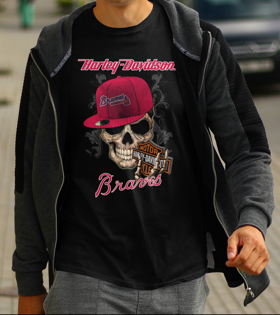 Harley Davidson Braves Skull Atlanta T-Shirt