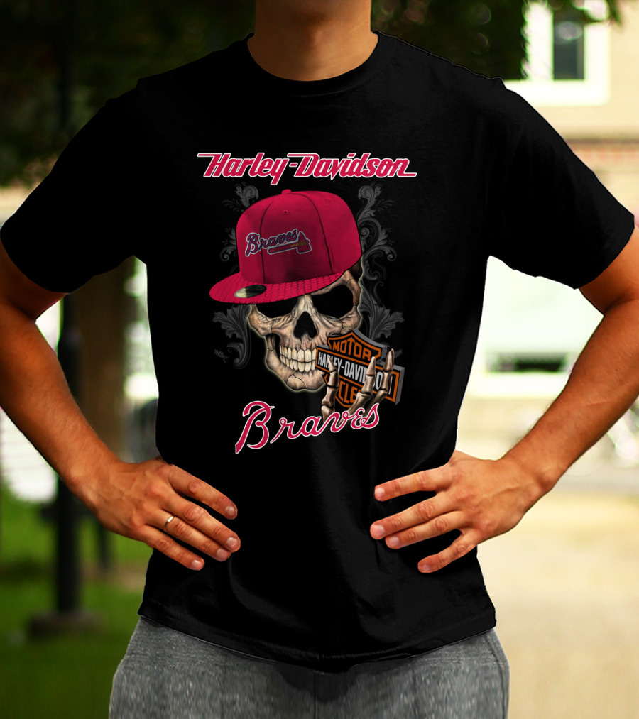 Harley Davidson Braves Skull Atlanta T-Shirt