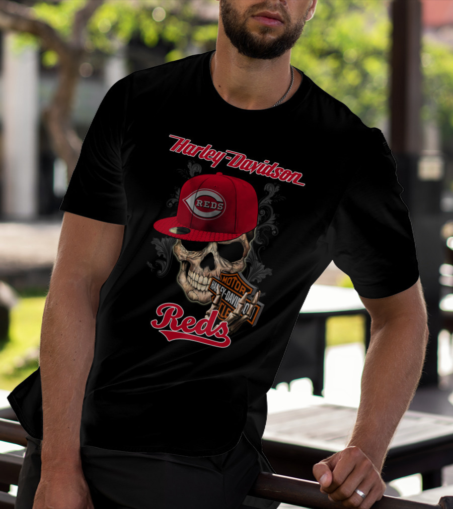 Harley Davidson Skull Reds Hat Cincinnati Reds T-Shirt