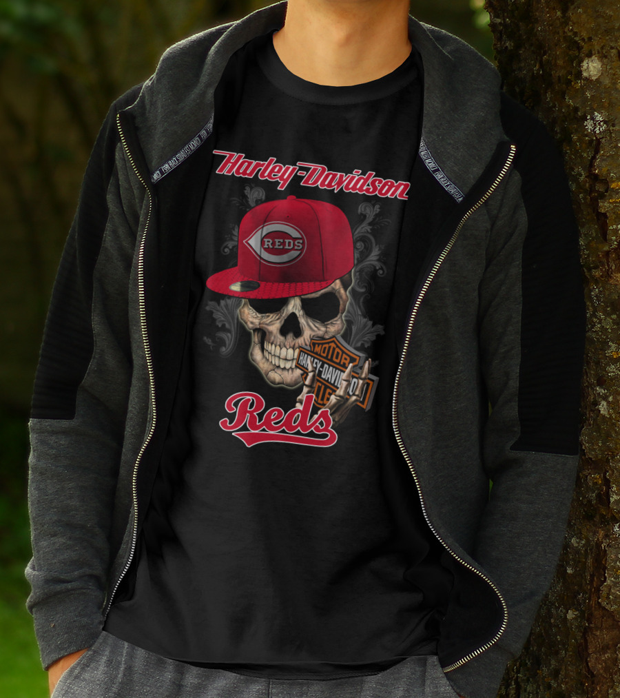 Harley Davidson Skull Reds Hat Cincinnati Reds T-Shirt