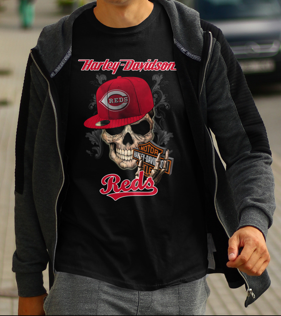 Harley Davidson Skull Reds Hat Cincinnati Reds T-Shirt