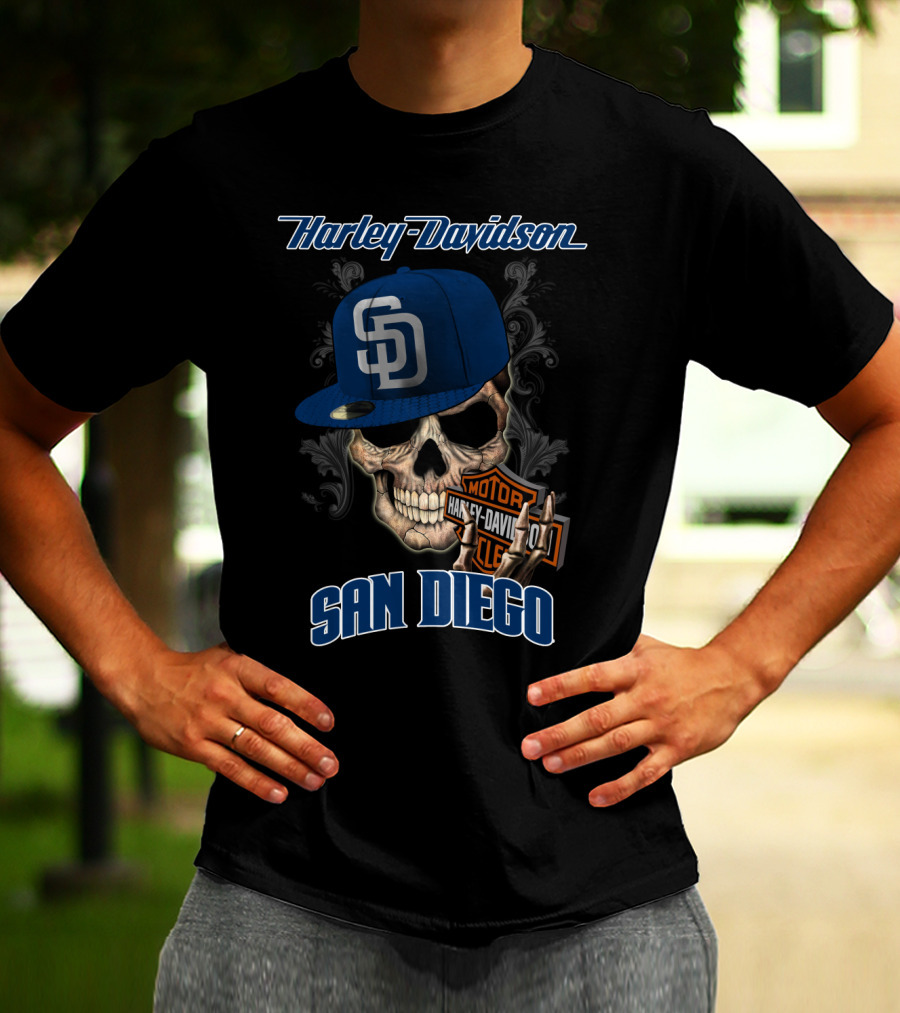 Harley Davidson Skull Sd Cap San Diego T-Shirt