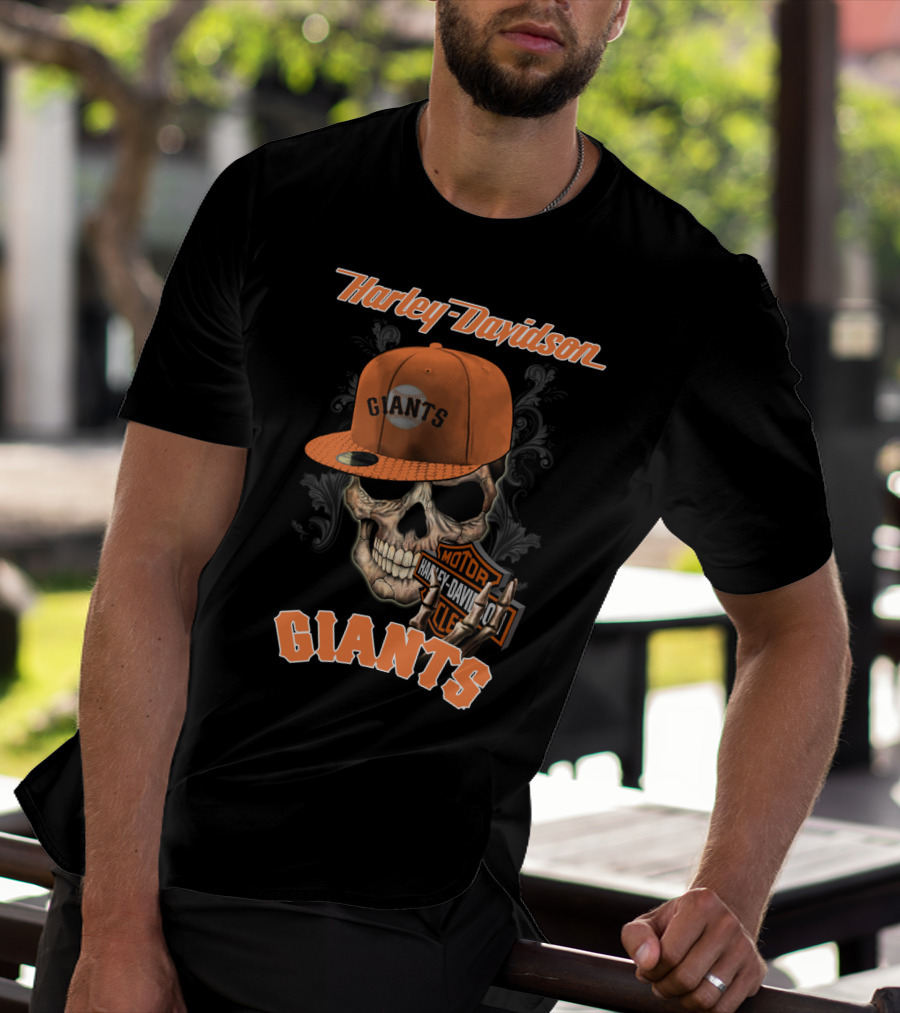 Harley Davidson Giants Skull Cap Motor San Francisco T-Shirt