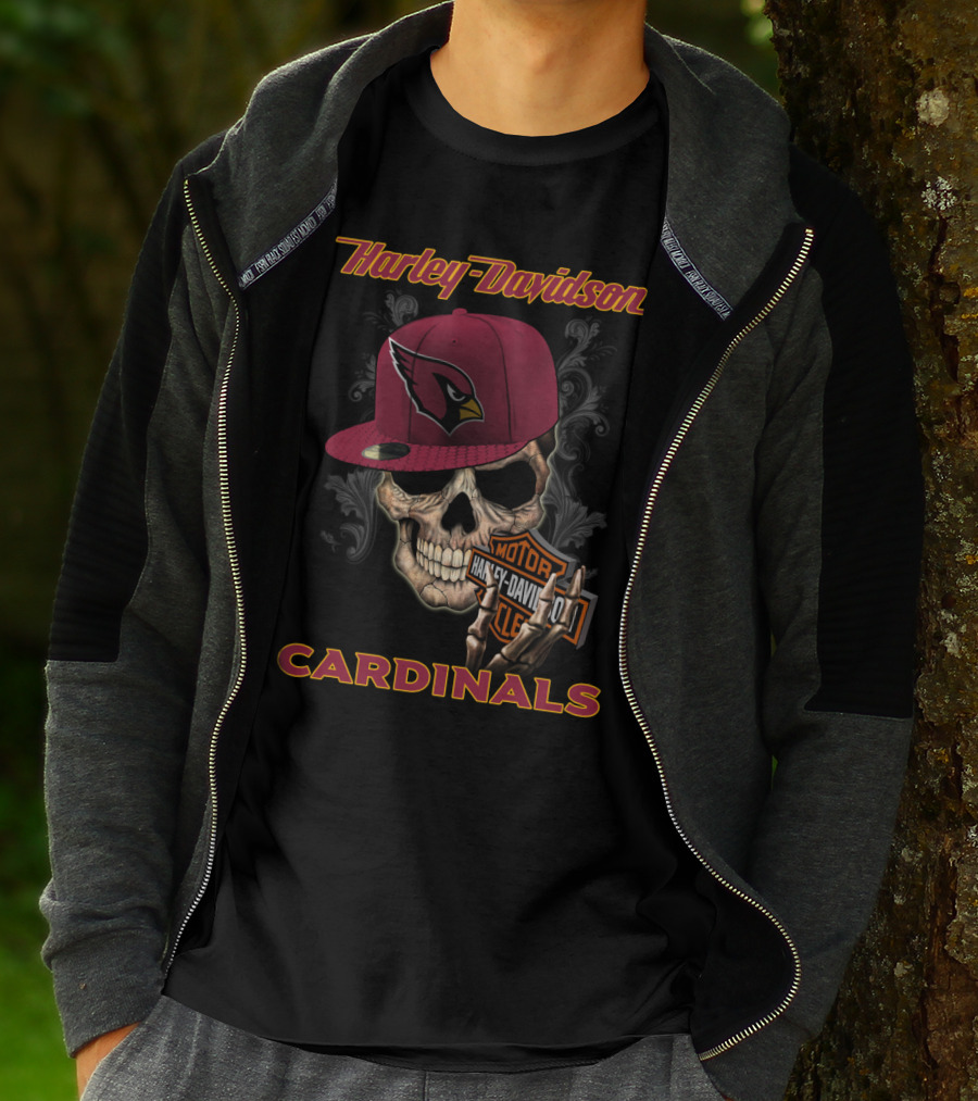 Harley Davidson Skull Arizona Cardinals Hat T-Shirt