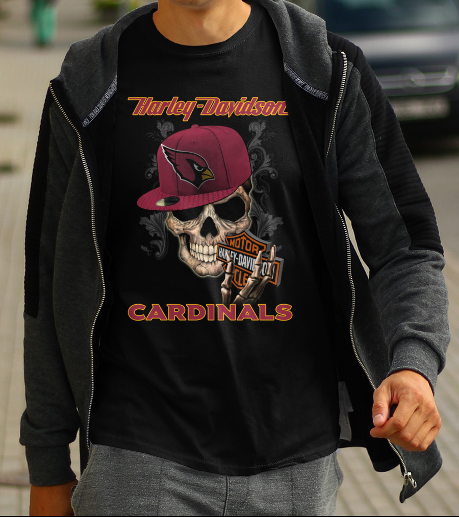 Harley Davidson Skull Arizona Cardinals Hat T-Shirt