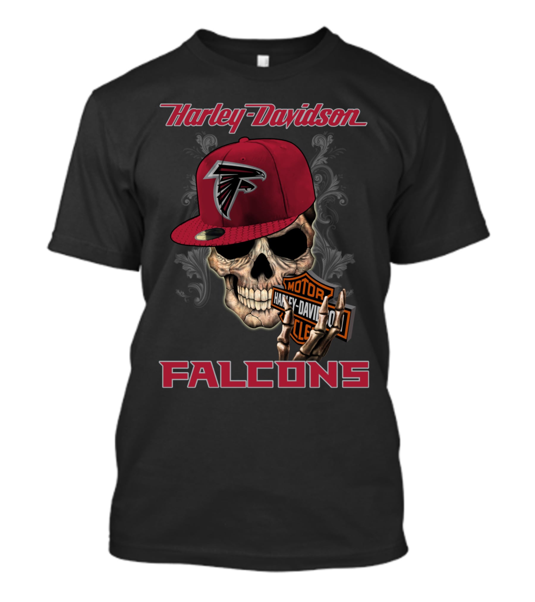 Harley Davidson Atlanta Falcons Skull Moto T-Shirt