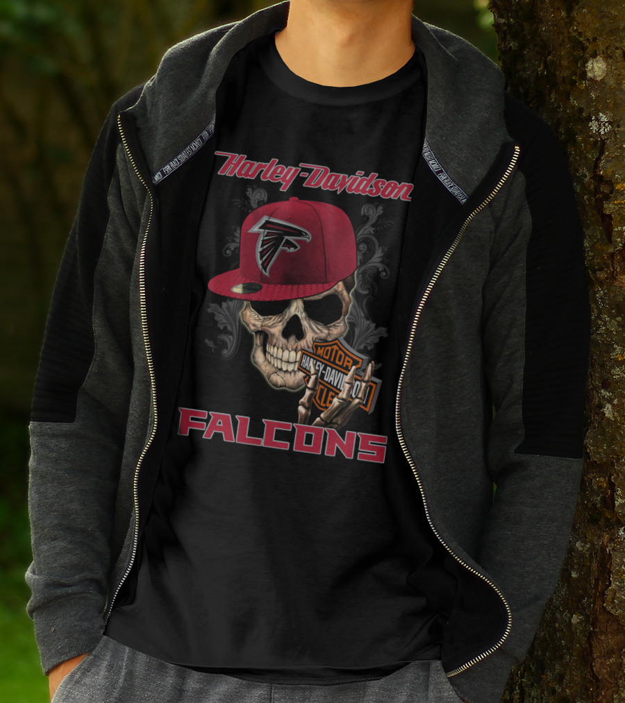Harley Davidson Atlanta Falcons Skull Moto T-Shirt