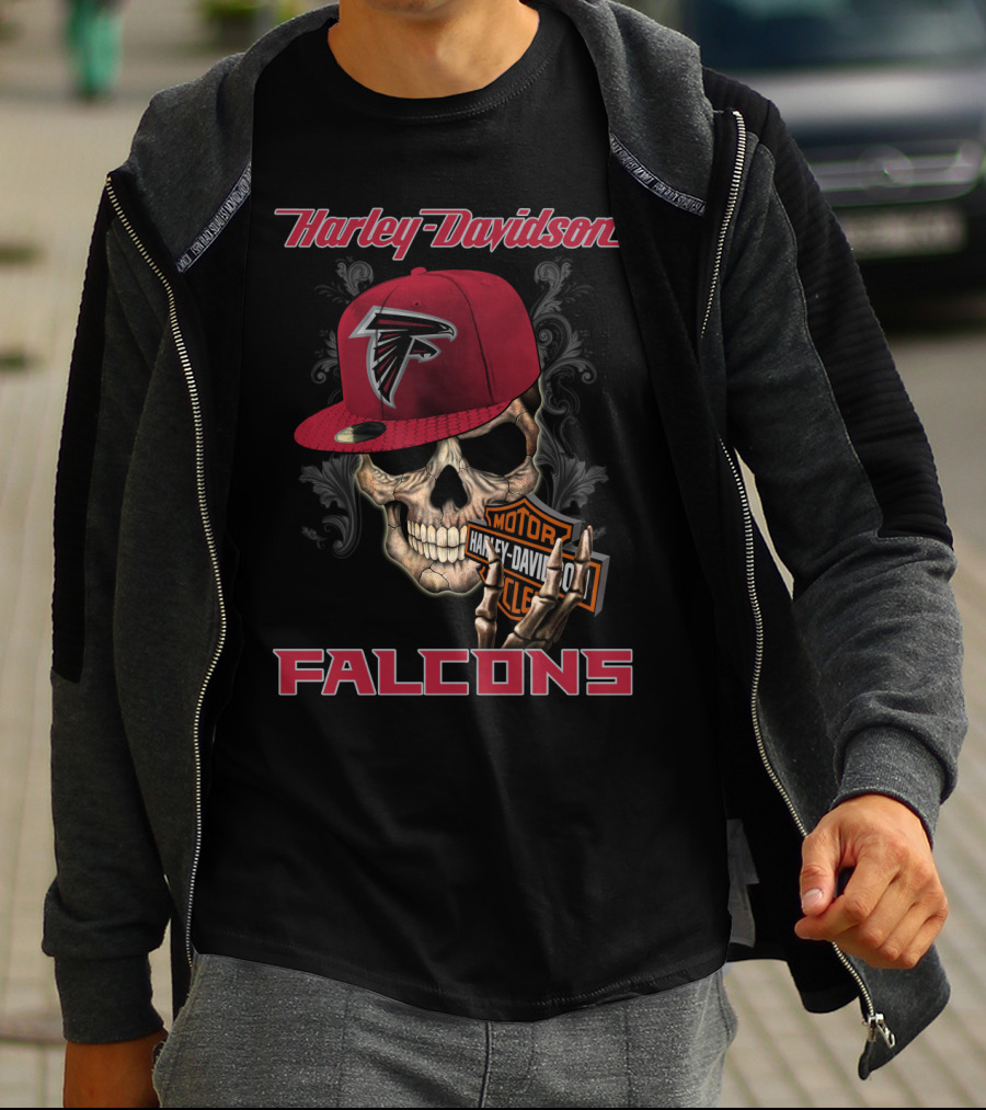 Harley Davidson Atlanta Falcons Skull Moto T-Shirt
