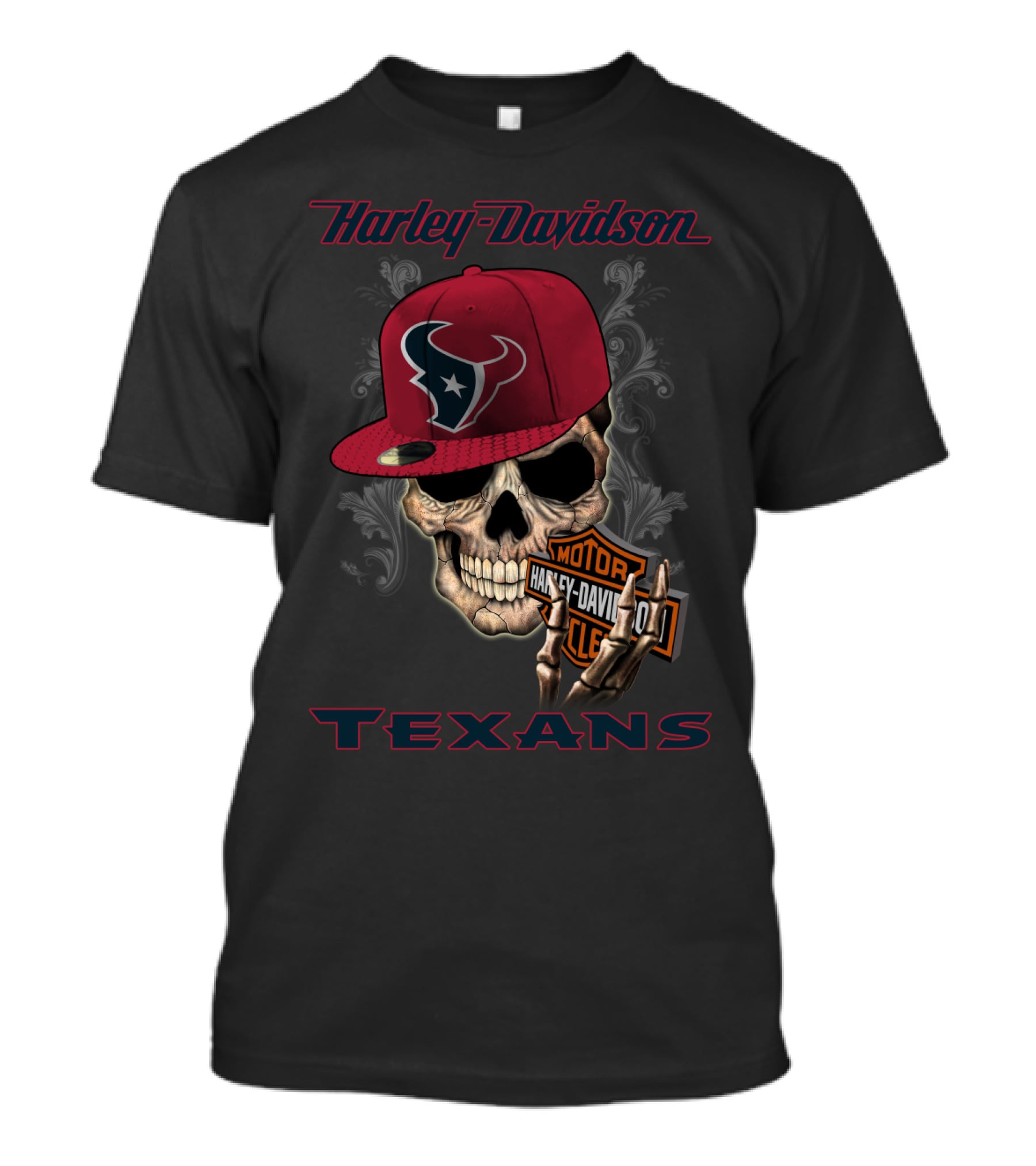 Harley Davidson Skull Houston Texans T-Shirt