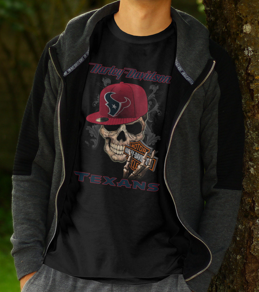 Harley Davidson Skull Houston Texans T-Shirt