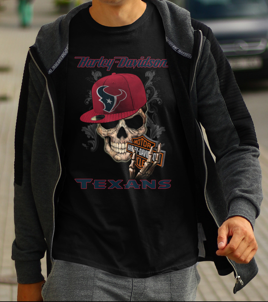Harley Davidson Skull Houston Texans T-Shirt