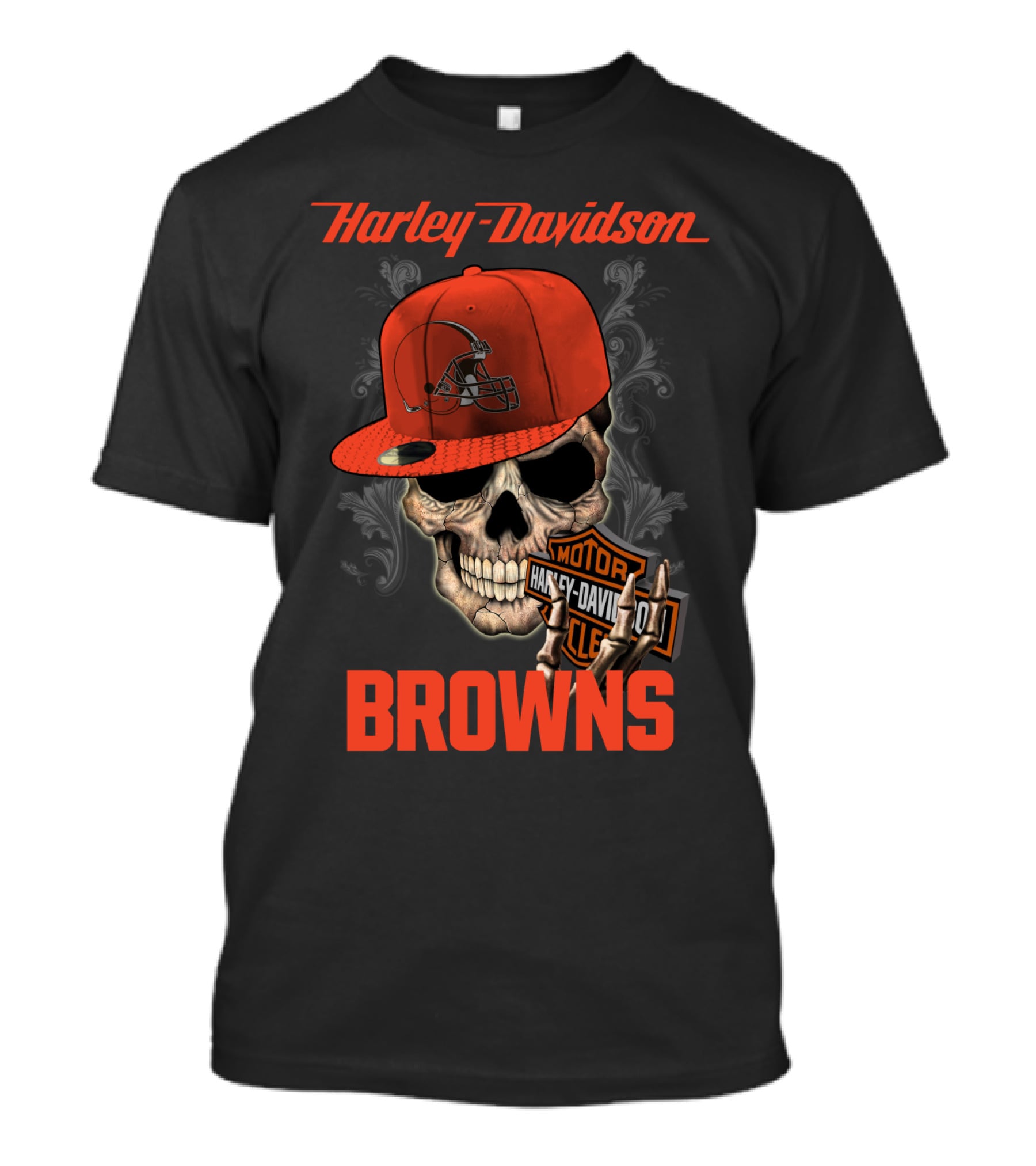 Harley Davidson Skull Cleveland Browns T-Shirt