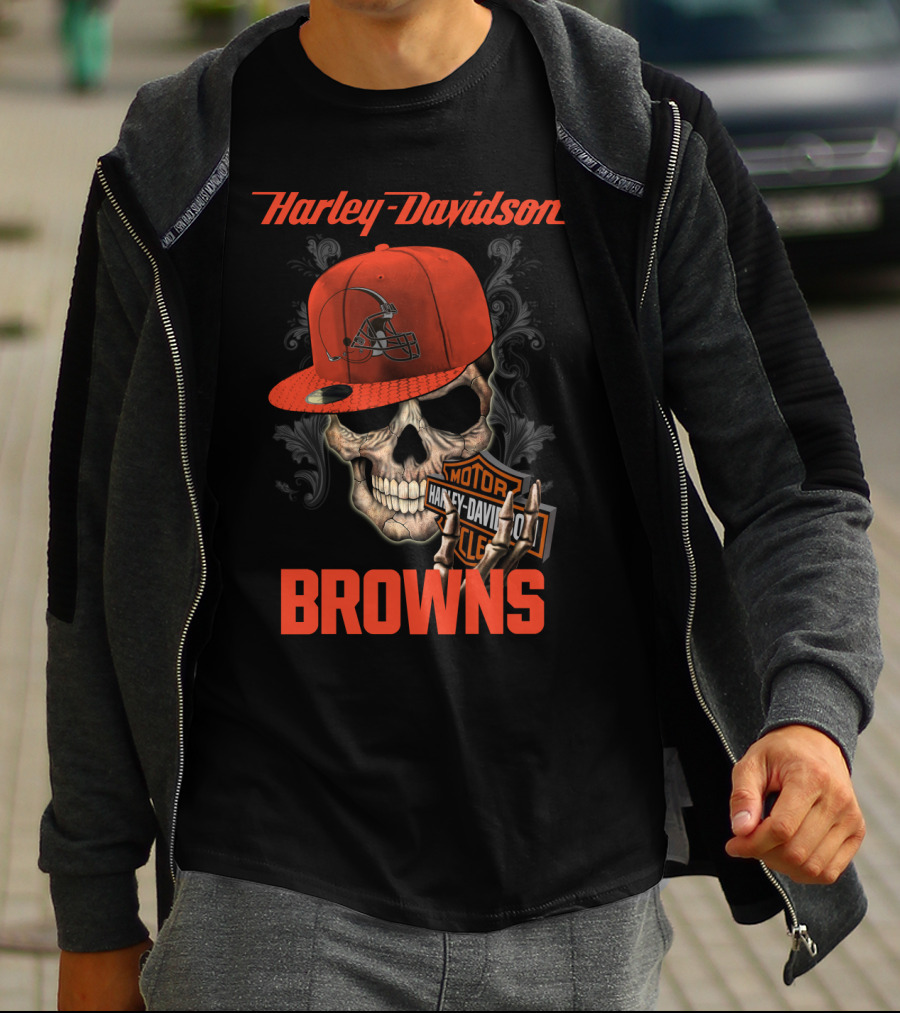 Harley Davidson Skull Cleveland Browns T-Shirt