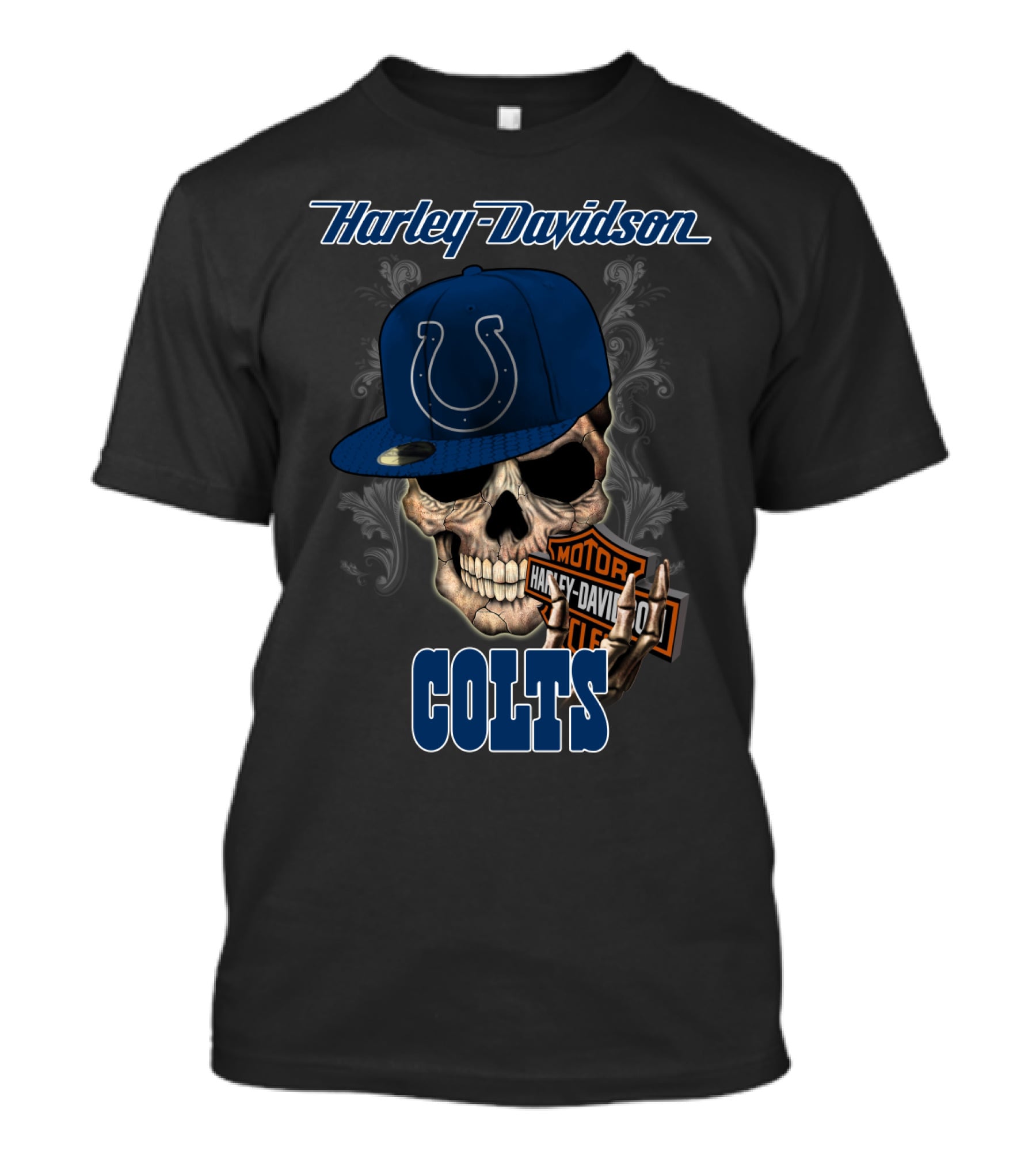 Harley Davidson Colts Skull Indianapolis T-Shirt