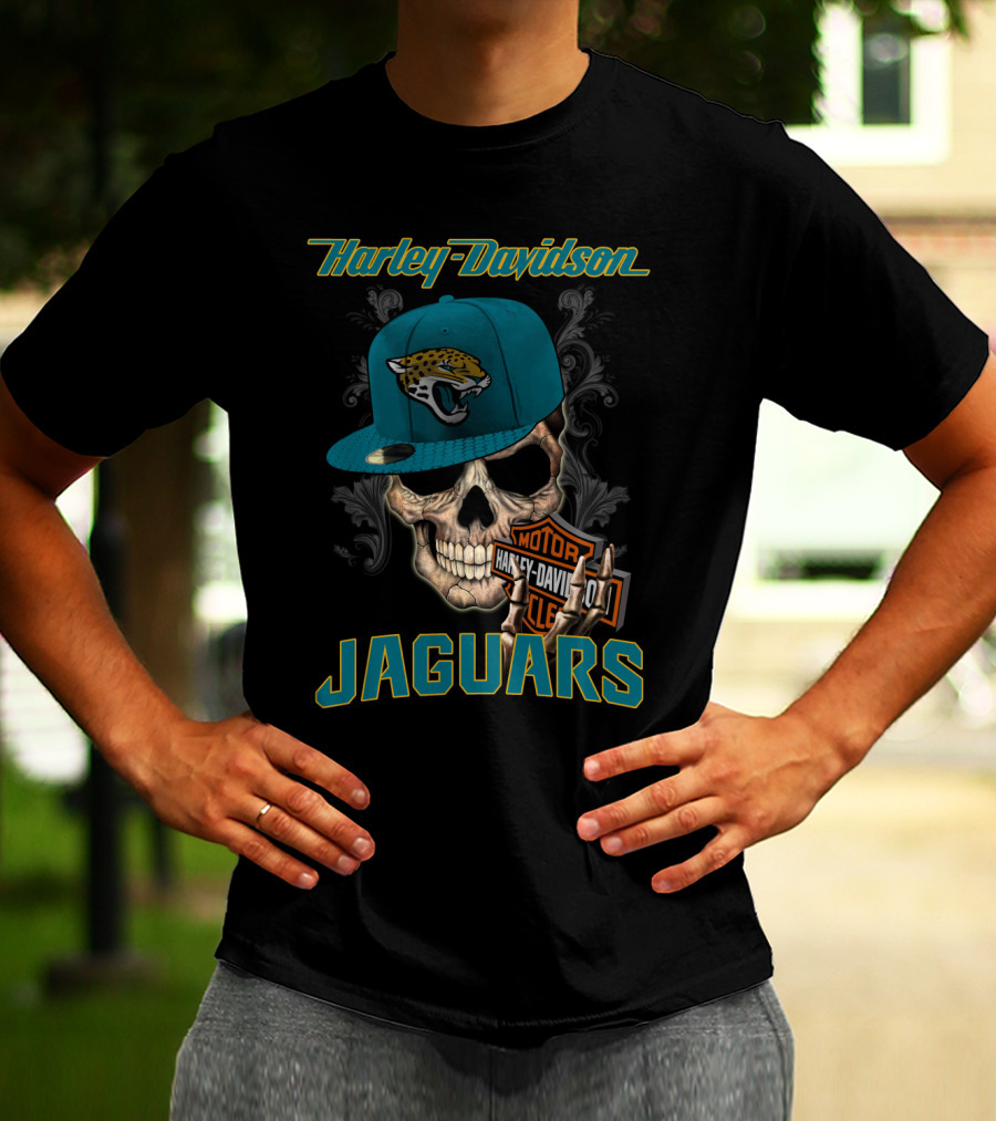 Harley Davidson Skull Jacksonville Jaguars Moto T-Shirt
