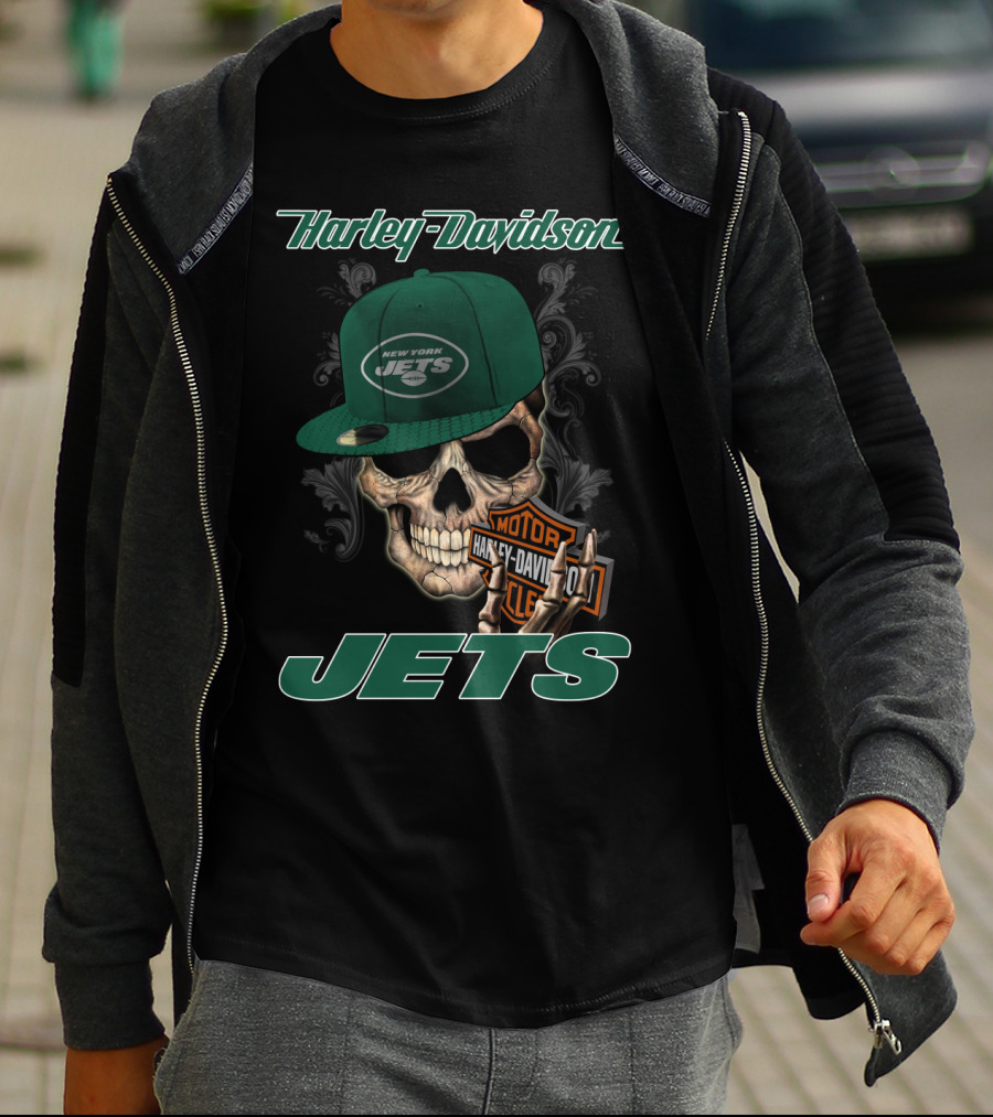 Harley Davidson New York Jets Skull T-Shirt