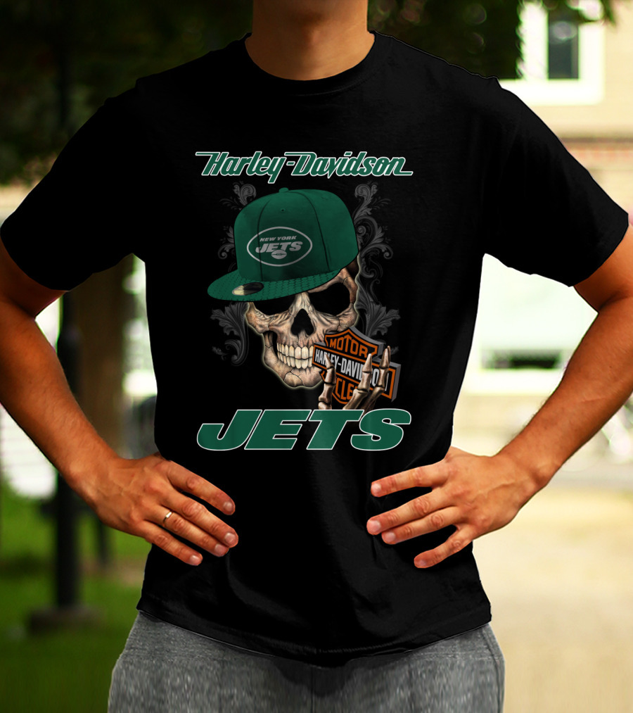 Harley Davidson New York Jets Skull T-Shirt