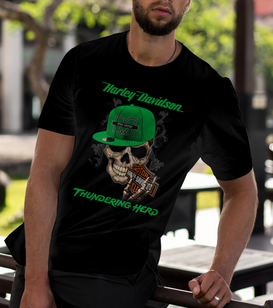 Harley Davidson Skull Thundering Herd The Herd Marshall M T-Shirt