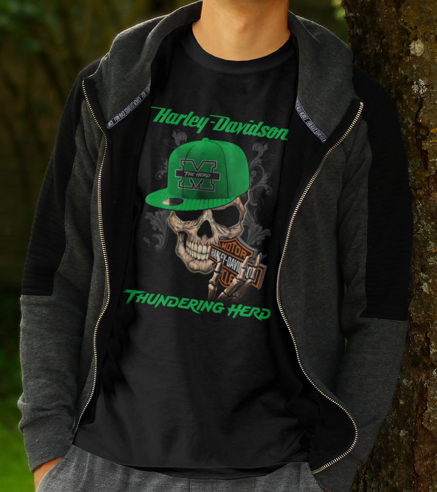 Harley Davidson Skull Thundering Herd The Herd Marshall M T-Shirt