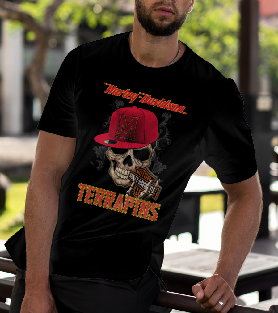 Harley Davidson Skull Maryland Terrapins T-Shirt