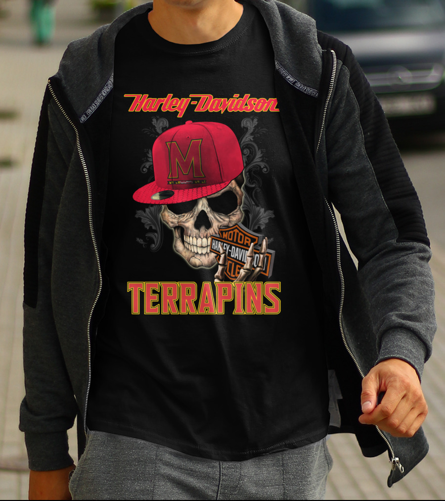Harley Davidson Skull Maryland Terrapins T-Shirt