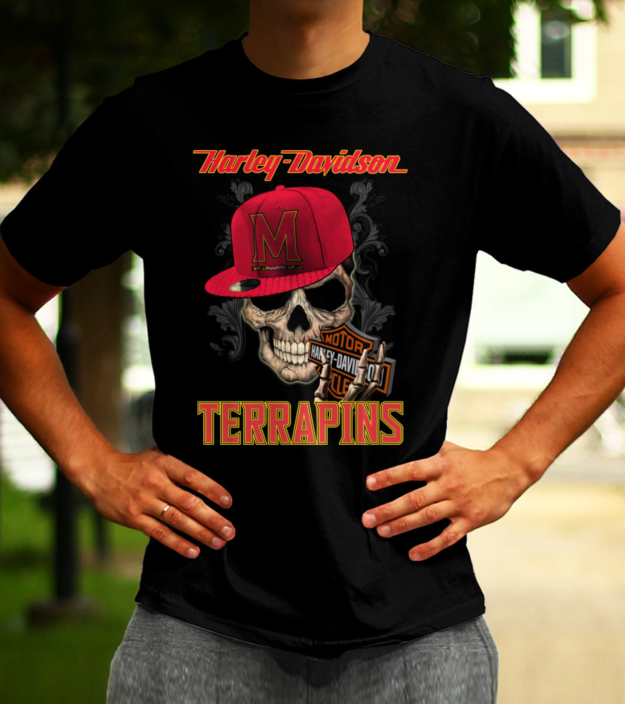 Harley Davidson Skull Maryland Terrapins T-Shirt