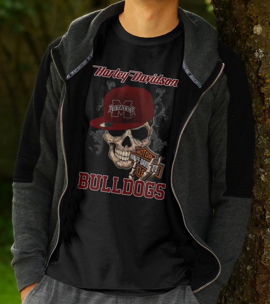 Harley Davidson Mississippi State Bulldogs Skull T-Shirt